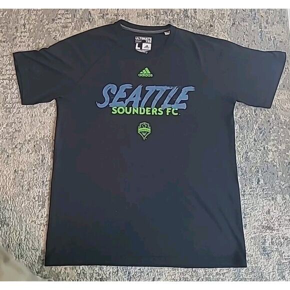 Adidas Climalite Ultimate Tee Large Seattle Sounders FC 100% Polyester Black - Picture 1 of 8
